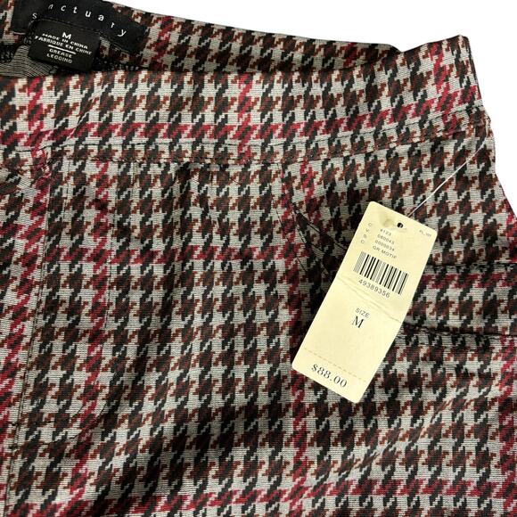Anthropologie Sanctuary Red Plaid Houndstooth Skinny Pants Womens Medium NWT* - Picture 3 of 10